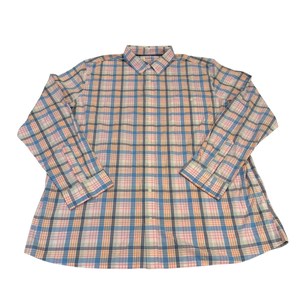 Croft & Barrow Performance Mens 4XL Tall Plaid Button Down Shirt Long